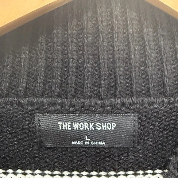 The Work Shop Black and White Striped Sweater, Size L - Picture 2 of 3